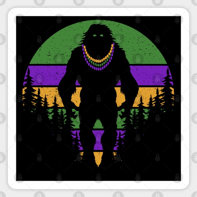 Bigfoot Mardi Gras Sticker by Tesszero